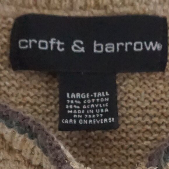 Vintage Croft & Barrow Deer Embroidered Henley Sweater Tan Cabincore Outdoors L - Picture 9 of 9